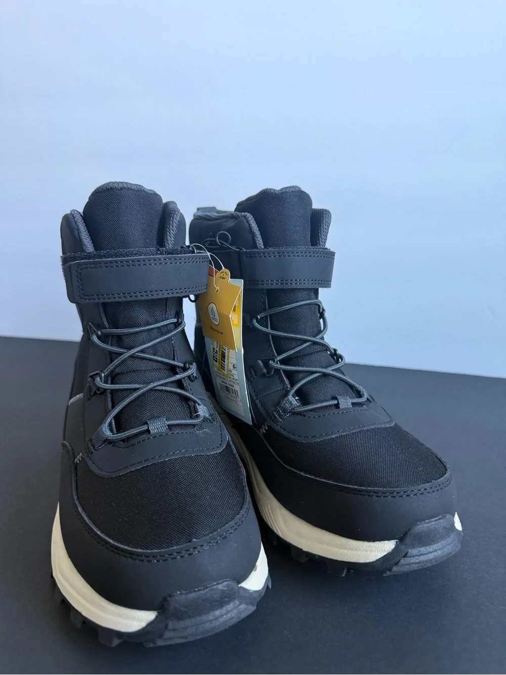 Cat & Jack Black High-Top Kids Boots with White Sole